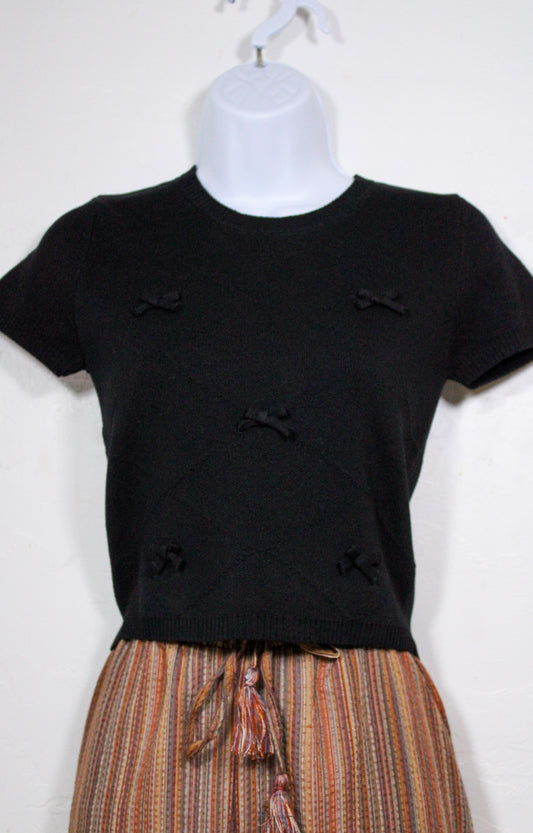 Midnight Flutter Bow Blouse
