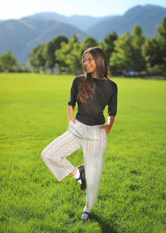 Coastal Stripe Cropped Pants