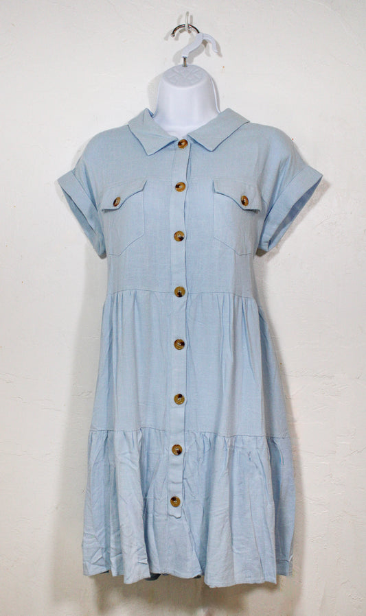 Sky Blue Shirt Dress