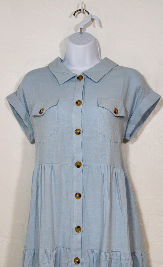 Sky Blue Shirt Dress