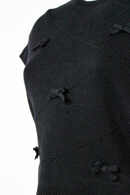 Midnight Flutter Bow Blouse