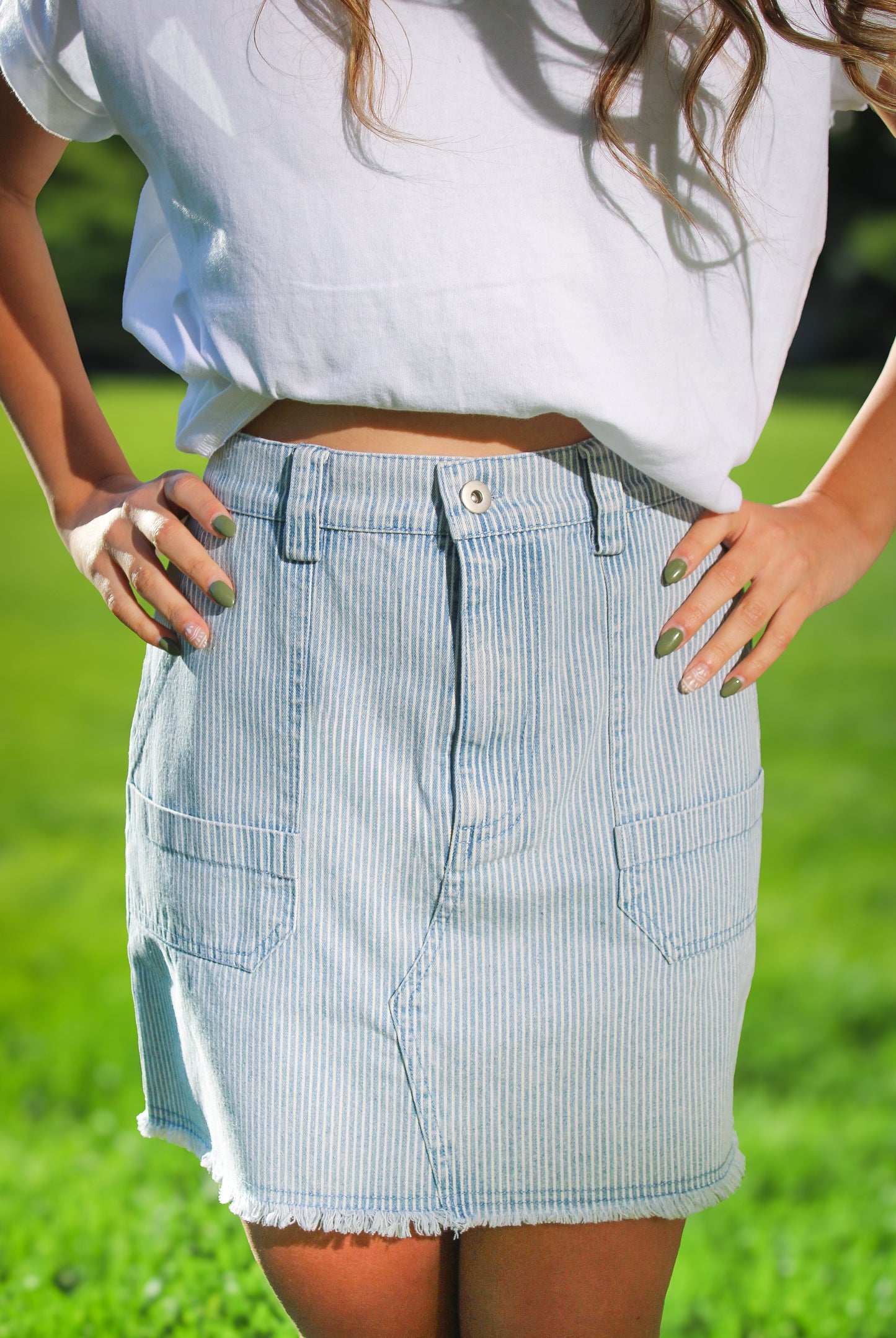 Vintage Stripe Denim Skirt